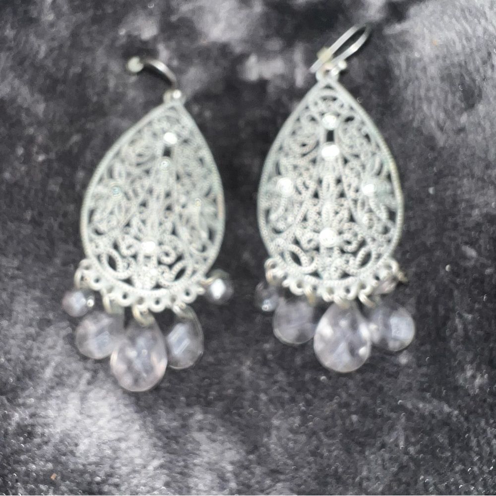 Intricate Silver Filigree Teardrop Earrings